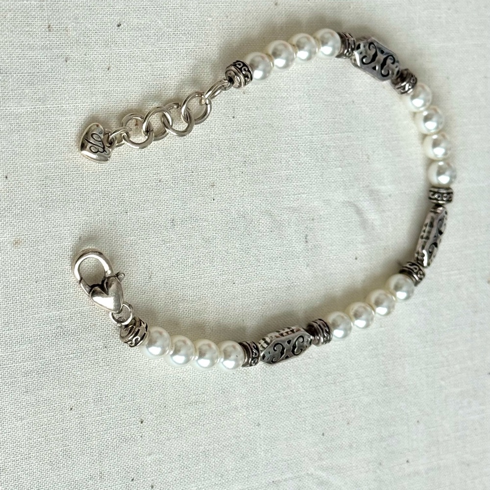 Brighton Silver and White Pearl Bracelet